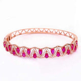Purple Ruby Crystal 14K Rose Charm Bracelet For Women