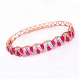 Purple Ruby Crystal 14K Rose Charm Bracelet For Women