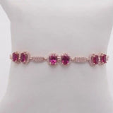 14K Rose Crystal Ruby Bracelet for Women Wedding Jewelry