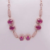 14K Rose Crystal Ruby Bracelet for Women Wedding Jewelry