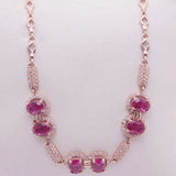 14K Rose Crystal Ruby Bracelet for Women Wedding Jewelry