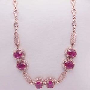Purple Inlaid Ruby Bracelet 14K Rose Crystal Charm Jewelry