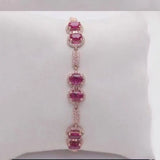 Purple Inlaid Ruby Bracelet 14K Rose Crystal Charm Jewelry