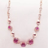 14K Rose Gold Ruby Bracelet with Love Charm