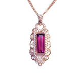 Purple Ruby Pendant Crystal 14K Rose Necklace