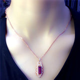 Purple Ruby Pendant Crystal 14K Rose Necklace