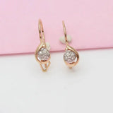 Purple Zircon Round Bead Earrings Plated 14K Rose, Party Jewelry