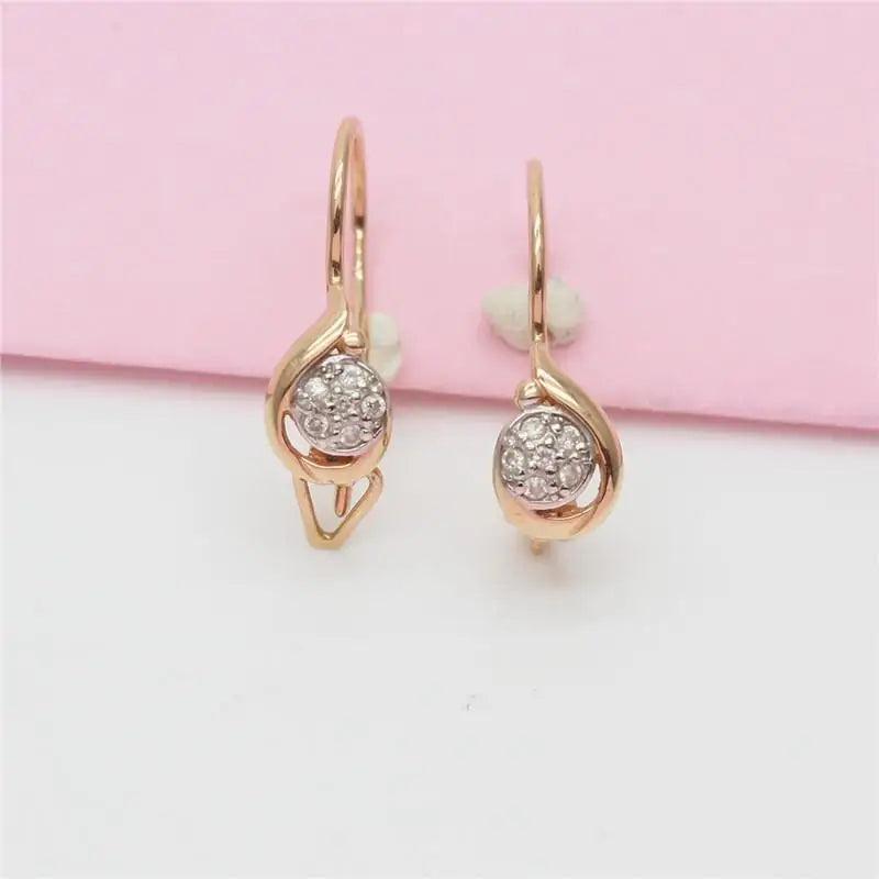Purple Zircon Round Bead Earrings Plated 14K Rose, Party Jewelry