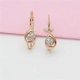 Purple Zircon Round Bead Earrings Plated 14K Rose, Party Jewelry