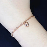 Purple Heart Bracelet 14K Rose Gold Wedding Jewelry