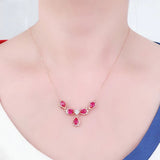 Purple Ruby Necklace 14K Rose Chain Delicate Pendant for Women