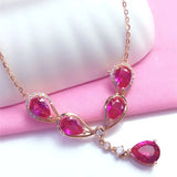 Purple Ruby Necklace 14K Rose Chain Delicate Pendant for Women