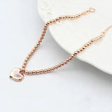 Purple Heart Charm Bracelet 14K Rose Gold Jewelry