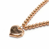 14K Rose Gold Heart Charm Bracelet for Women