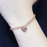 Purple Heart Charm Bracelet 14K Rose Jewelry