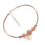 Purple Bead Cai Pendant Bracelet 14K Rose Plated Charm Jewelry