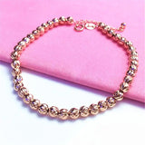 Sparkling 14K Rose Ball Beads String Bracelet for Women