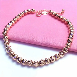 Sparkling 14K Rose Ball Beads String Bracelet for Women