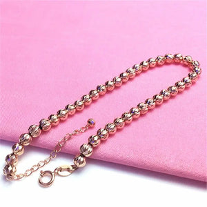 Sparkling 14K Rose Ball Beads String Bracelet for Women