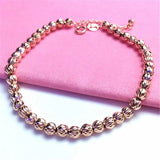 Sparkling 14K Rose Ball Beads String Bracelet for Women