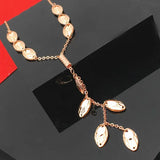 14K Rose Gold Plated Purple Tassel Pendant Necklace for Women