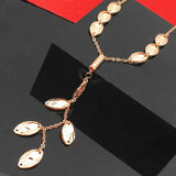 14K Rose Gold Plated Purple Tassel Pendant Necklace for Women