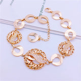 14K Rose Crystal Openwork Round Bracelet for Women