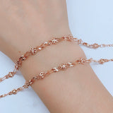 14K Rose Double Layer Twist Rope Chain Flower Bracelets for Women