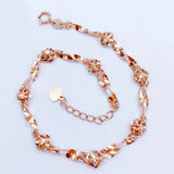 14K Rose Double Layer Twist Rope Chain Flower Bracelets for Women