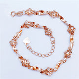 14K Rose Double Layer Twist Rope Chain Flower Bracelets for Women