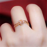 14K Rose Geometric Rings Women Charm Party Jewelry