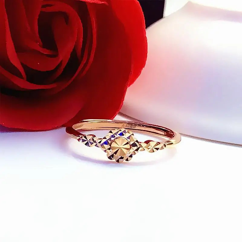 14K Rose Gold Plated Adjustable Flower Ring for Women