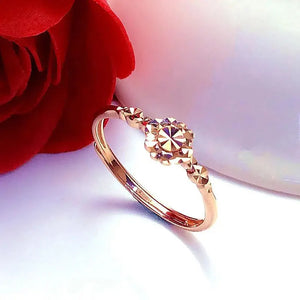 14K Rose Gold Plated Adjustable Flower Ring for Women