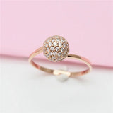 14K Rose Inlay Classic Crystal Ball Bead Rings for Women