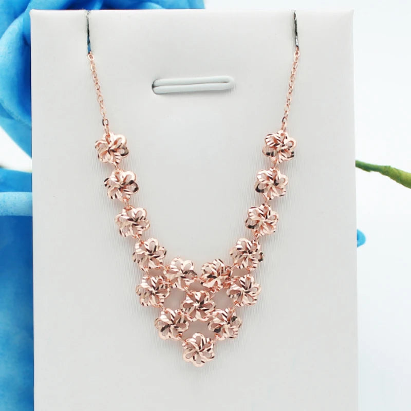 14K Rose Multilayer Flower Necklace Pendant Wedding Jewelry