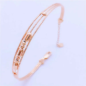 Purple Plated 14K Rose Bracelet for Women Openwork Beaded Jewelry