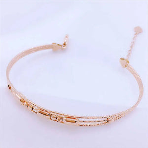 Purple Plated 14K Rose Bracelet for Women Openwork Beaded Jewelry