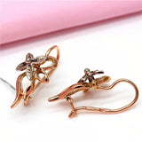 14K Rose Flower Earrings for Women Classic Daily Jewelry