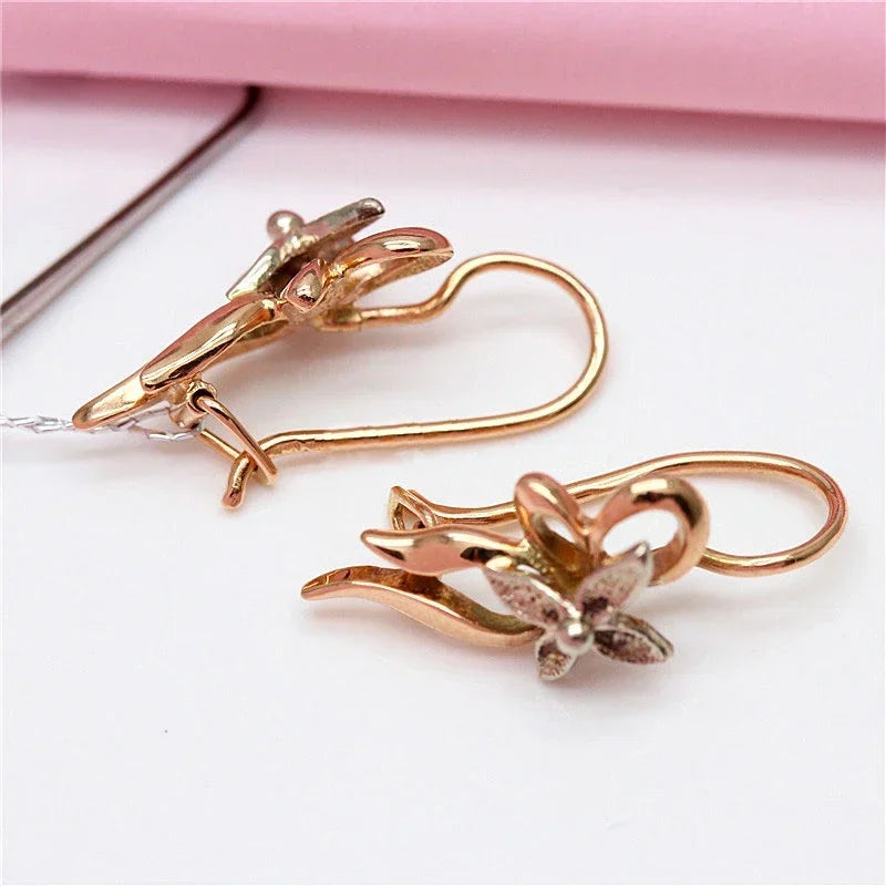 14K Rose Flower Earrings for Women Classic Daily Jewelry