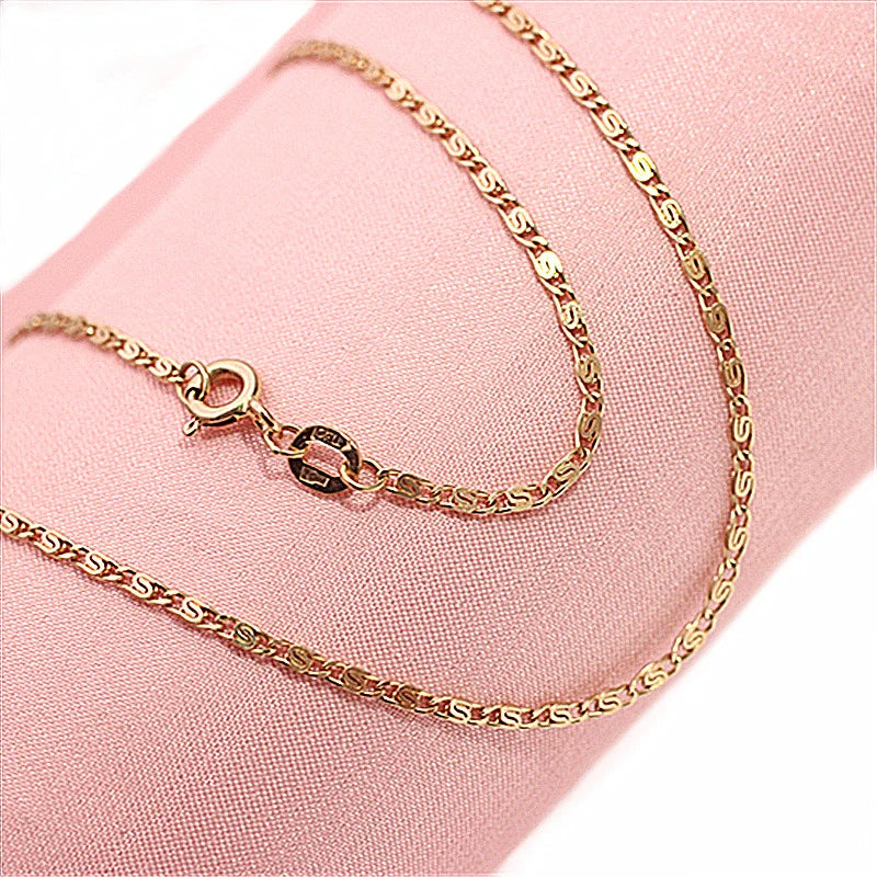 14K Rose Geometric Chain Necklace Men's Women's Wedding Jewelry