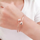 Purple Rose Geometric Beads Bracelet 14K Rose Plated