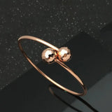 Purple Rose Geometric Beads Bracelet 14K Rose Plated