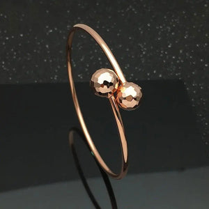 Purple Rose Geometric Beads Bracelet 14K Rose Plated