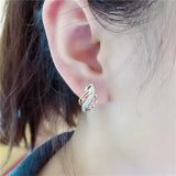 Purple 14K Rose Geometric Crystal Earrings for Women