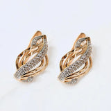 Purple 14K Rose Geometric Crystal Earrings for Women