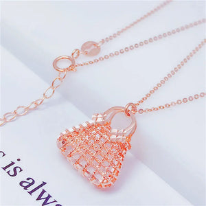 14K Rose Gold Plated Geometric Pendant Necklace for Women