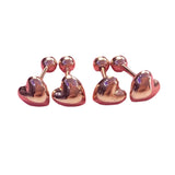 14K Rose Heart Earrings for Women, Small Jewelry Gift
