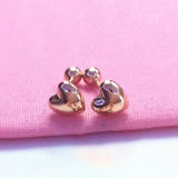 14K Rose Heart Earrings for Women, Small Jewelry Gift