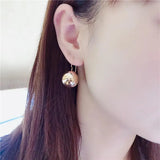 Rose Gold Plated Round Bead Earrings for Women Classic Glamour Party Jewelry
