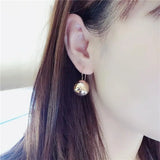 Rose Gold Plated Round Bead Earrings for Women Classic Glamour Party Jewelry